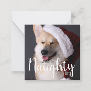 "Ik heb alleen de ondeugende lijst opgegeten" corg Notitiekaartje