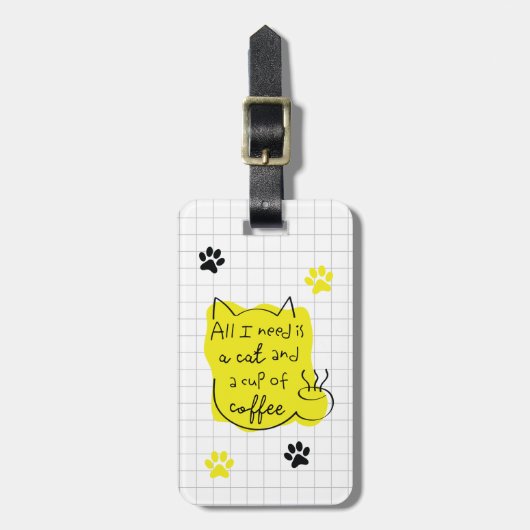 Ik heb alleen een kat en een kop koffie nodig. bagagelabel (Voorkant verticaal)