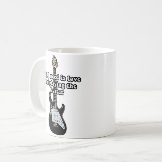 Ik heb alleen liefde nodig en gitaar spelen. koffiemok (Voorkant links)