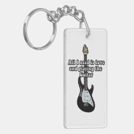 Ik heb alleen liefde nodig en gitaar spelen. sleutelhanger (Voorkant Links)