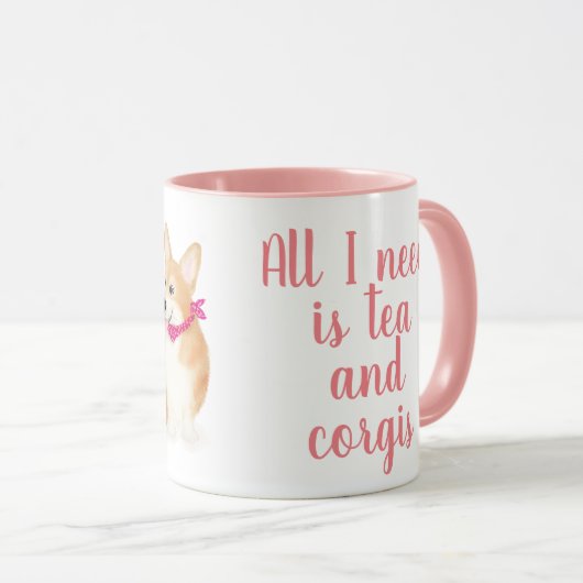 "Ik heb alleen thee en corgis nodig"-mok Mok (Voorkant rechts)