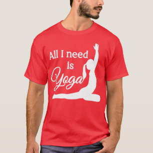 Ik heb alleen Yoga White Cyan nodig T-shirt