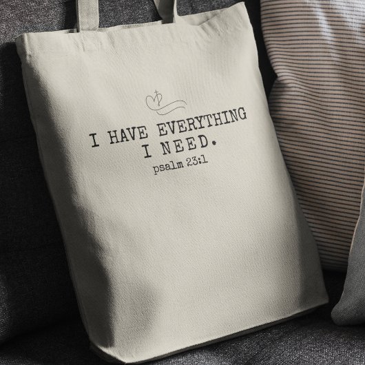 "Ik heb alles wat ik nodig heb", Canvas tas bijbel