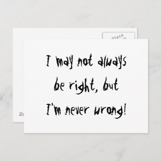 Ik heb altijd gelijk briefkaart (Voorkant / Achterkant)