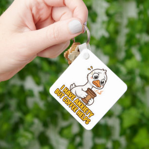 Ik heb angst maar koffie helpt grappig sleutelhanger