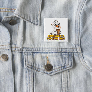 Ik heb angst maar koffie helpt grappig vierkante button 5,1 cm