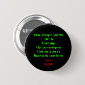 Ik heb Aspergers Ronde Button 5,7 Cm (Voorkant /achterkant)