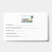 Ik heb Autism ID Vibrant gepersonaliseerd Badge (Achterkant)