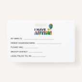 Ik heb Autism ID Vibrant gepersonaliseerd Badge (Achterkant)