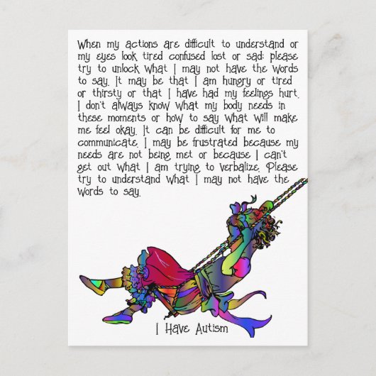 Ik heb autisme briefkaart (Voorkant)