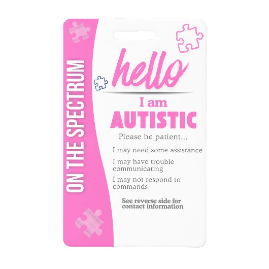 Ik Heb Autisme ID Gepersonaliseerd Autistisch Naam Badge