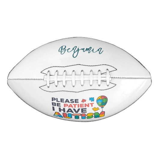 Ik heb autisme kleurrijk gepersonaliseerd american football (Voorkant)