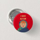 Ik heb autisme, moderne unieke Cartoon rood Ronde Button 3,2 Cm (Voorkant /achterkant)