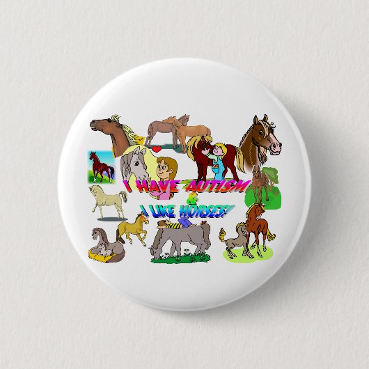 ik heb autisme op paarden ronde button 5,7 cm (Voorkant)