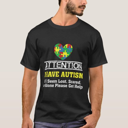 Ik heb Autisme Puzzle Heart Autisme Bewustheid T-shirt (Voorkant)
