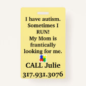 Ik heb autisme soms, ik doe mee met ID Badge Call  (Achterkant)