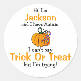 "Ik heb Autisme"-Trick or treat stickers