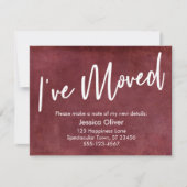 "Ik heb bewogen" Typografie Grunge Red Aankondigin Kaart (Voorkant)