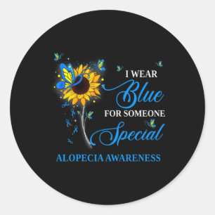 Ik heb blauw Draag voor Alopecia Awareness Sunflow Ronde Sticker
