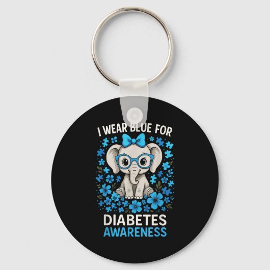 Ik heb blauw Draag voor Diabetes Awareness - Eleph Sleutelhanger (Voorkant)