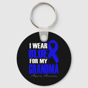 Ik heb blauw Draag voor mijn oma Alopecia veer Sleutelhanger