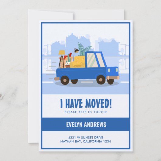 Ik Heb Blauwe Auto Op De Weg Verhuisd Aankondiging (Voorkant)