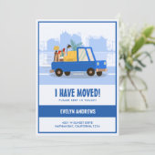 Ik Heb Blauwe Auto Op De Weg Verhuisd Aankondiging (Staand voorkant)