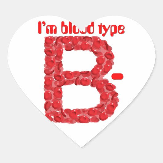 Ik heb bloedgroep B negatief Hart Sticker (Voorkant)