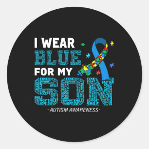 Ik heb Blue Draag voor mijn zoon Autisme Awareness Ronde Sticker