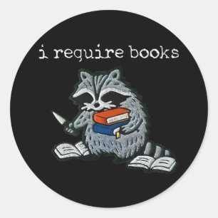 Ik heb boeken wasbeer grappig leesboek humor nodig ronde sticker