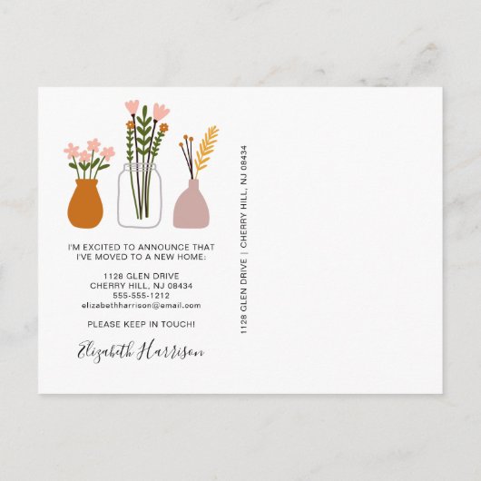 Ik heb Boho Planten Moving Aankondigingskaart (Achterkant)