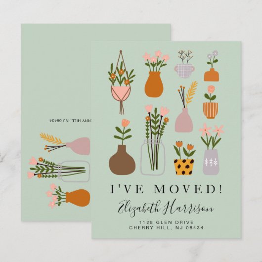 Ik heb Boho Planten Sage Green Moving Aankondigingskaart (Voorkant / Achterkant)