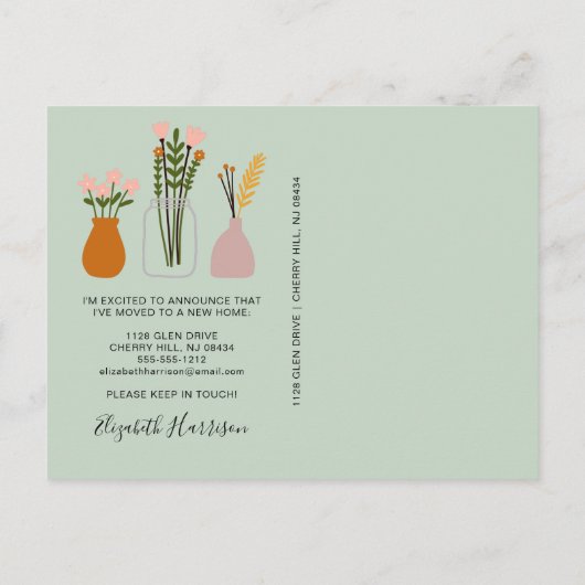 Ik heb Boho Planten Sage Green Moving Aankondigingskaart (Achterkant)