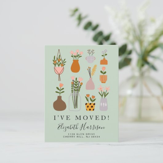 Ik heb Boho Planten Sage Green Moving Aankondigingskaart (Staand voorkant)