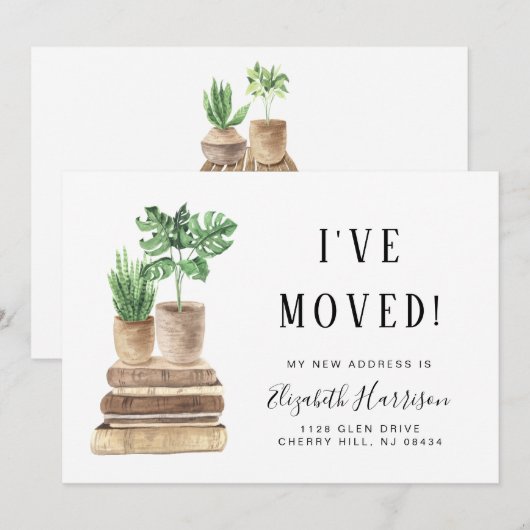 Ik heb Boho Planten Waterverf Moving Aankondiging (Voorkant / Achterkant)