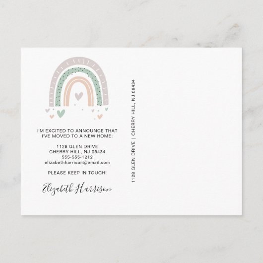 Ik heb Boho Rainbow Sage Moving Aankondigingskaart (Achterkant)