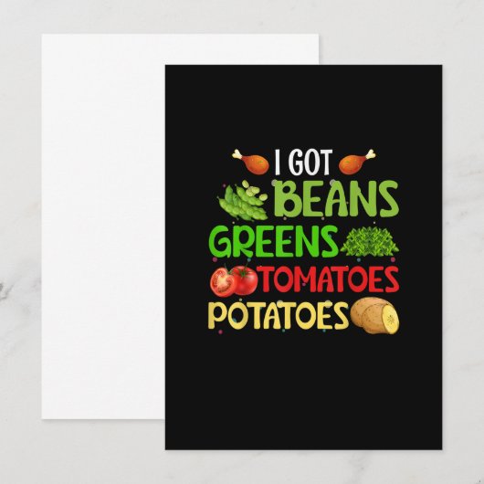 Ik heb bonen groene aardappelen tomaten Funny Than Kaart (Voorkant / Achterkant)