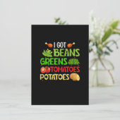 Ik heb bonen groene aardappelen tomaten Funny Than Kaart (Staand voorkant)