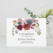 Ik heb Bourgogne Floral Greenery Moving Aankondiging (Staand voorkant)