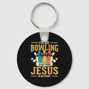 Ik heb bowlen in mijn aderen, Jezus in mijn hart Sleutelhanger
