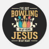Ik heb bowling in mijn aderen Jezus in mijn hart Ronde Sticker (Voorkant)