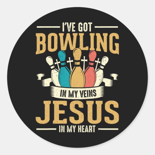 Ik heb bowling in mijn aderen Jezus in mijn hart Ronde Sticker (Voorkant)