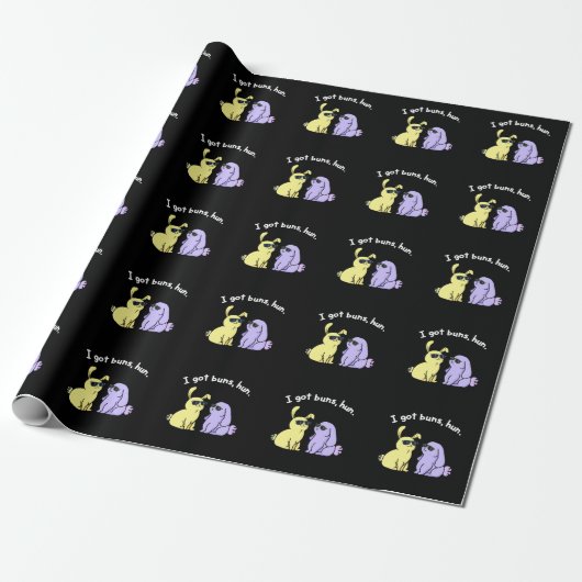 Ik heb Buns Hun Funny Bunny Rabbit Pun Dark BG Cadeaupapier (Uitgerold)