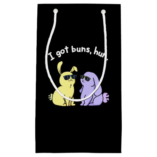 Ik heb Buns Hun Funny Bunny Rabbit Pun Dark BG Klein Cadeauzakje (Voorkant)