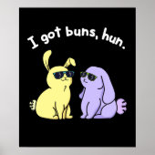 Ik heb Buns Hun Funny Bunny Rabbit Pun Dark BG Poster (Voorkant)