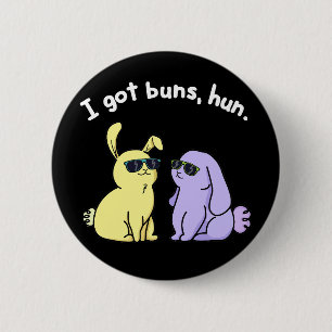 Ik heb Buns Hun Funny Bunny Rabbit Pun Dark BG Ronde Button 5,7 Cm