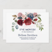 Ik heb Burgundy Floral Botanical Moving bezocht Aankondiging (Voorkant / Achterkant)