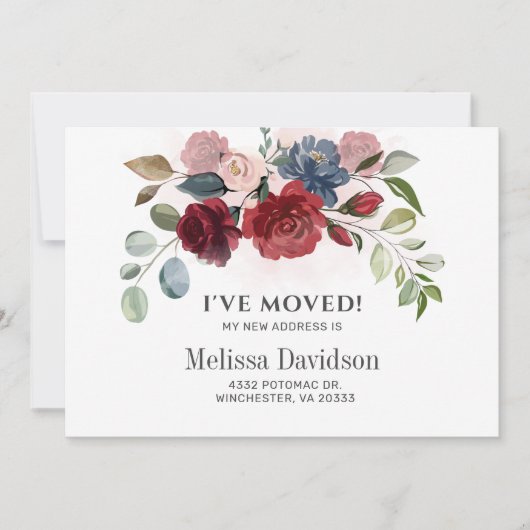 Ik heb Burgundy Floral Botanische Aankondiging ver (Voorkant)