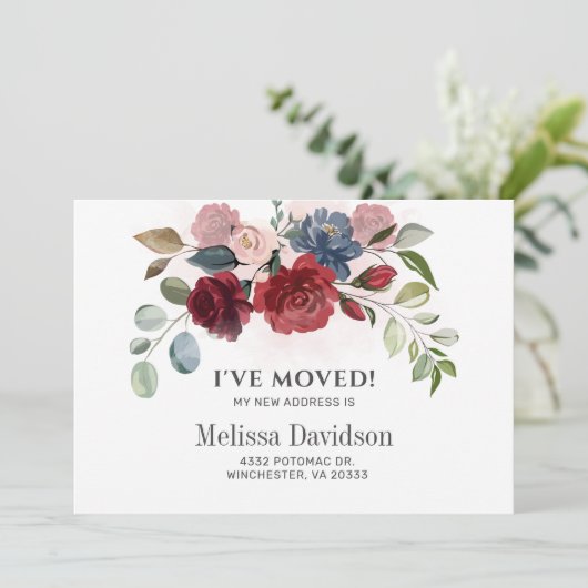 Ik heb Burgundy Floral Botanische Aankondiging ver (Staand voorkant)