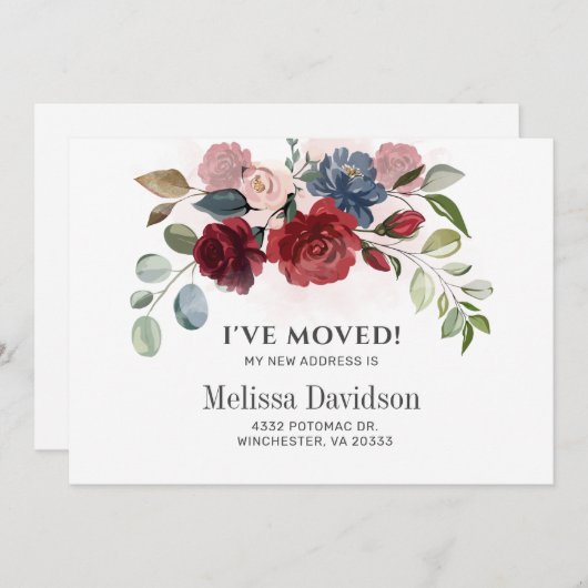 Ik heb Burgundy Floral Botanische Aankondiging ver (Voorkant / Achterkant)